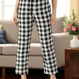 Esplendido Women Checked Pure Cotton Relaxed Fit Lounge Pants-picture-24