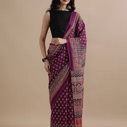 Jaipur Kurti Mulmul Cotton Ethnic Motif Printed Saree-image-87