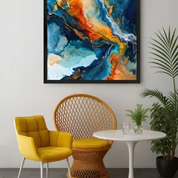 999Store Blue & Orange 1 Piece Abstract Canvas Wall Art-image-53