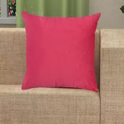 Yellow Weaves Pink Velvet Square Cushion Cover-image-94