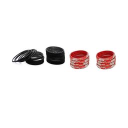 SOMIL Set of 32 Women Black & Red Artificial Stones and Beads Bangles-image-70