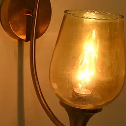 SOMIL Cylinder Shaped Gold-Toned Printed Glass Wall Lamp-image-58