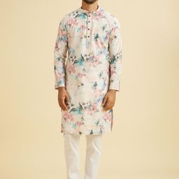 Manyavar Floral Printed Mandarin Collar Straight Kurta-31