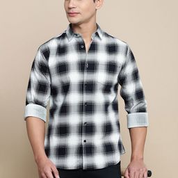 INVICTUS Men Sport Slim Fit Spread Collar Tartan Checked Cotton Casual Shirt-picture-37