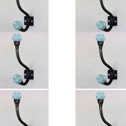 IndianShelf Black & Blue 6 Pieces Dot Printed Ceramic Wall Hooks-image-102