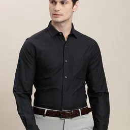 Turtle Classic Textured Slim Fit Pure Cotton Formal Shirt-image-85