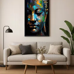 999Store Black & Blue Canvas Buddha Wall Paintings-image-86