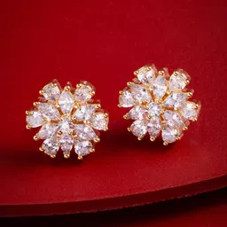 Kushal's Fashion Jewellery Gold Plated Zircon Studded Classic Studs Earrings-58