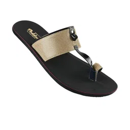 Poddar Men Beige & Black Embellished PU Slip On One Toe Flats-picture-8
