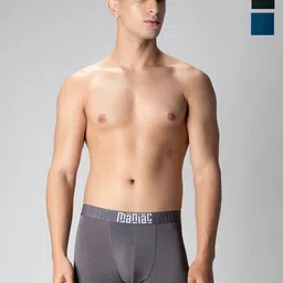 Maniac Men Pack Of 3 Mid Rise Short Trunks MN25-3PCK-MODAL-TRUNKS-GRY_GRN_PTRL-S-7