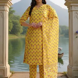SZN Women Floral Printed Regular Kurta with Trousers & With Dupatta-picture-47