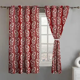 Lunar Days Maroon Ethnic Motifs Room Darkening Window Curtain-image-74