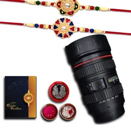 DeoDap Rakhi Pooja Thali Roli Chawal Coin & Greeting Card Rakhi Gift Set-image-28