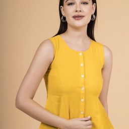 Saffron Threads Women Solid Sleeveless Peplum Regular Top-image-69