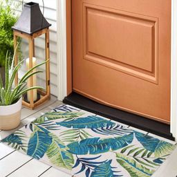 Aura Green & Blue Textured Anti Skid Doormat-13