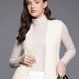 The Roadster Lifestyle Co Self Design Woolen V-Neck Sweater Vest-picture-28