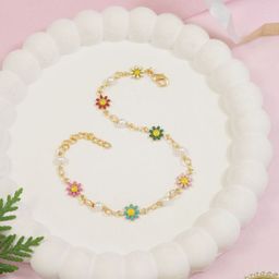 I Jewels Gold-Plated Pearls Beaded Link Bracelet-image-85