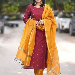 DIVASTRI Geometric Printed Straight Kurta With Trousers And Dupatta image 4