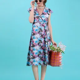 Amarasha Floral Print Fit & Flare Midi Dress-picture-48