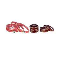 Somil Elegant Combo Glass Bangle Set | Handmade Traditional Chudi For Women | Perfect For Daily & Occasion Use, Combo Of 2 Set, Gajri, Maroon-image-72