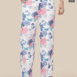 Esplendido Women Pack Of 2 Floral Printed Wide Leg Flared Pure Cotton Lounge Pants-picture-10