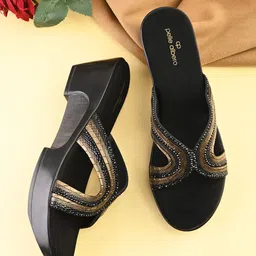 pelle albero Striped Ethnic Wedge Sandals with Laser Cuts-picture-1