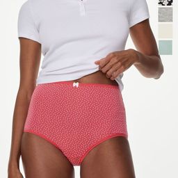 Marks & Spencer Women Pack Of 5 printed Cotton High-Rise Basic Brief T615186FDUSTED MINT-picture-9
