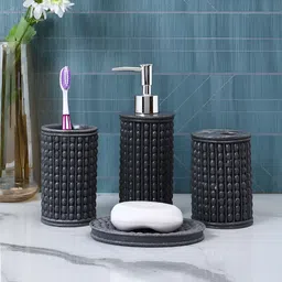 TAYHAA Black 4 piece Abstract Resin Bath Accessories Set-50