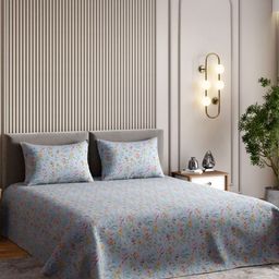 haus & kinder Soft Embrace Blue & Yellow Floral Cotton 210TC King Bedsheet Set-2.75mx2.75m-image-53
