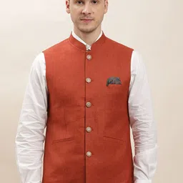 Turtle Men Textured Pure Cotton Slim Fit Nehru Jacket-23