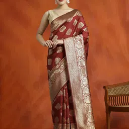 SHADOW & SAINING Ethnic Motifs Woven Design Zari Banarasi Saree-picture-22