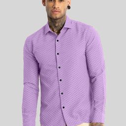 SZN Men Standard Fit Textured Spread Collar Cotton Casual Shirt-image-92