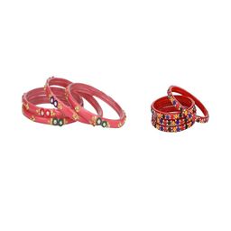 Somil Elegant Combo Glass Bangle Set | Handmade Traditional Chudi For Women | Perfect For Daily & Occasion Use, Combo Of 2 Set, Gajri, Multicolor-image-77