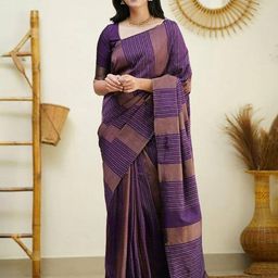 AMRUTKALA SAREES Striped Printed Zari Banarasi Saree-image-93
