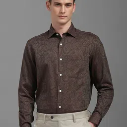 Louis Philippe Men Classic FitSpread Collar Ethnic Motifs Printed Cotton Formal Shirt-picture-6
