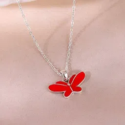 GIVA Kids 925 Silver-Plated Quirky Pookie Butterfly Pendant with Chain-65