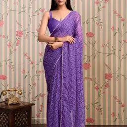 Flip The Style Printed Pure Georgette Bandhani Saree-image-72
