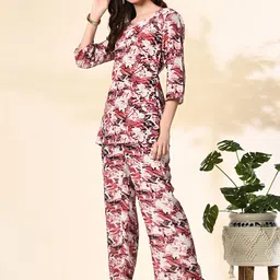 RANGREAL Printed Top With Palazzo Co-Ords image 4