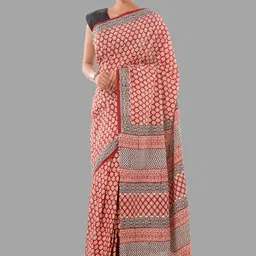 HANDICRAFT PALACE Ethnic Motifs Pure Cotton Block Print Saree-picture-30