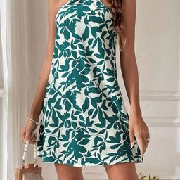 StyleCast Floral Tie-Up Neck A-Line Mini Dress-picture-5