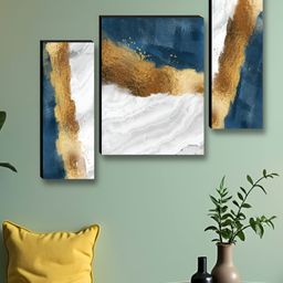 Aura White & Green 3 Piece Wood Abstract Wall Art-image-101