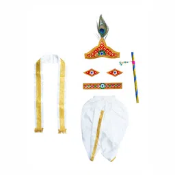 Ethazh Kids Set Of 7 Shri Krishna Costume Dress With Angavastram Set-image-22