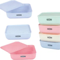 Plastic Combo Of 4 Small Multipurpose Basket Storage With Lid Plastic for Home Kitchen Storage Basket-27