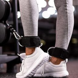 leosportz Gym Ankle Straps for Cable Machines attachment with heavy D-Double Ring Ankle Support image 4