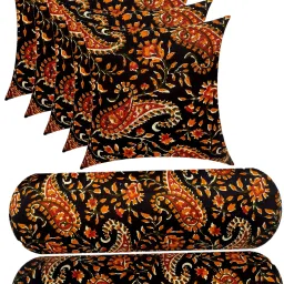 Combo Set of 5 Cushion And 2 Microfibre Floral Bolster Pack of 7-23