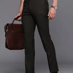 Raymond Men Checked Slim Fit Trousers-image-90