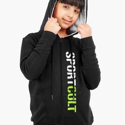 ariel Girls Typographic Printed Hooded Cotton Sweatshirt-56