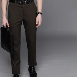 Raymond Men Checked Slim Fit Formal Trousers-image-87