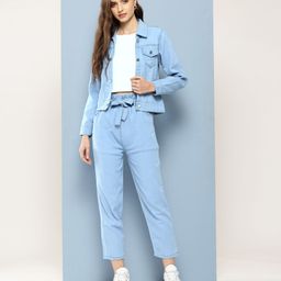 Aarika Denim Top & Trousers Co-Ord Set with Jacket-image-41
