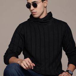 The Roadster Lifestyle Co. Pure Acrylic Ribbed Hooded Pullover-image-81